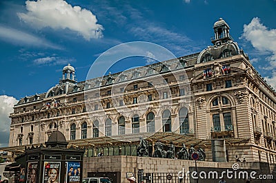 People in front of the Quai d'Orsay Museum facade in Paris. Editorial Stock Photo